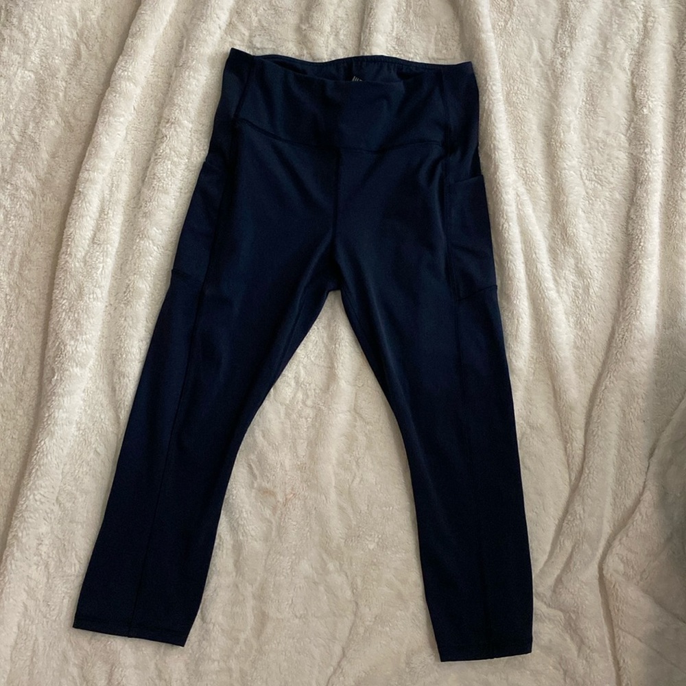RBX Large Navy Capri Leggings, Side Pockets